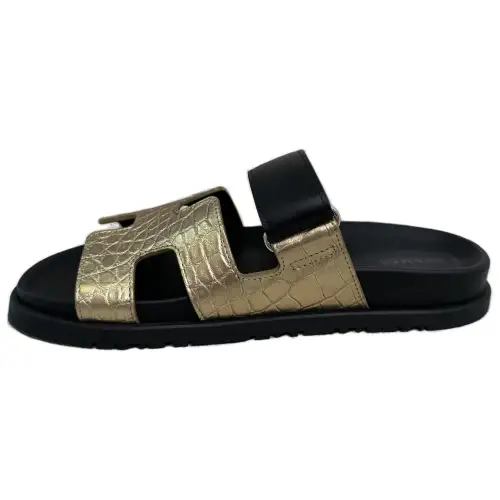 HERMES Chypre Slide Slippers Women's Gold