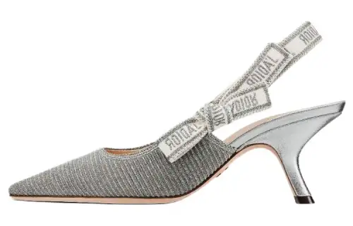 DIOR J'Adior Flared Heel High Heels Women's Silver