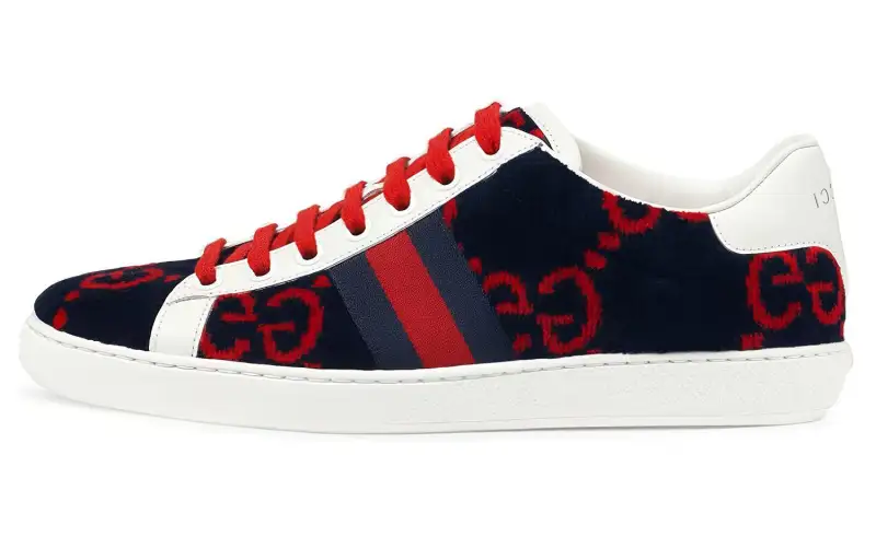 Gucci Wmns Ace Gg Terry Cloth 'Blue Red' Women's
