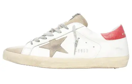 Golden Goose Super Star Leather Low top Stylish Skateboarding Shoes Men's White Distressed