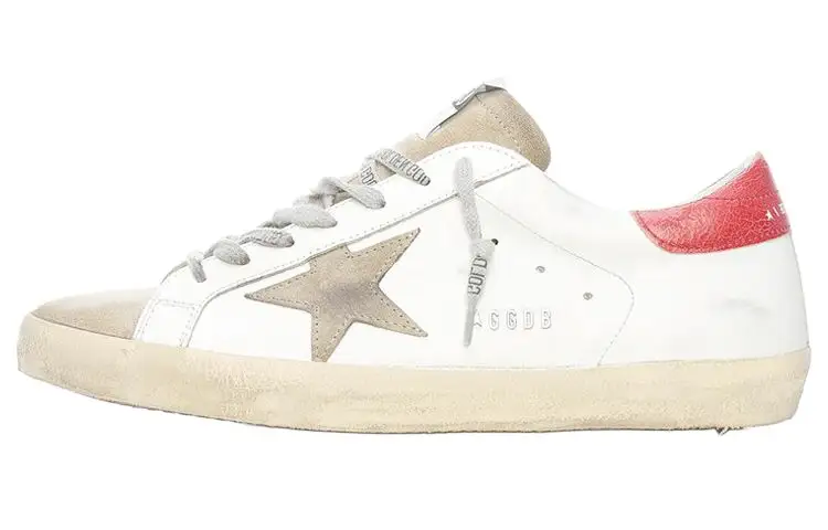 Golden Goose Super Star Leather Low top Stylish Skateboarding Shoes Men's White Distressed