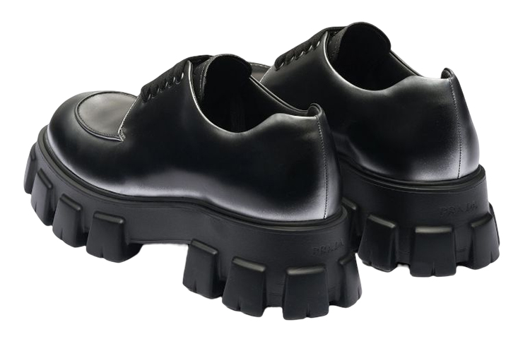 PRADA Moonlith Brushed Leather Lace-up Shoes