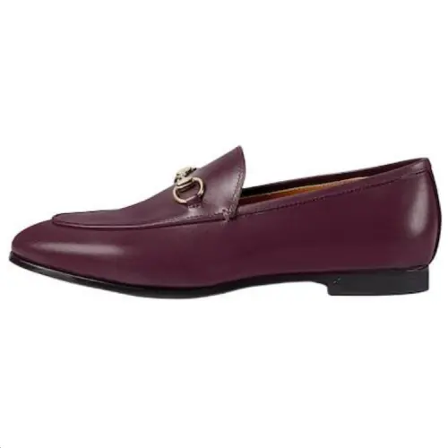 GUCCI Jordaan Leather Loafers Women's Dark Purple