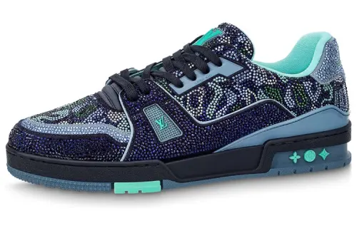 LOUIS VUITTON Lv Trainer Marine Navy Blue Crystal