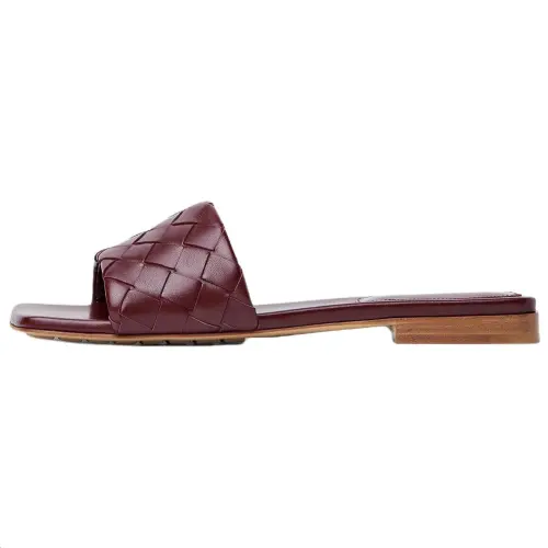 Bottega Veneta Intrecciato Slide Slippers Women's Burgundy