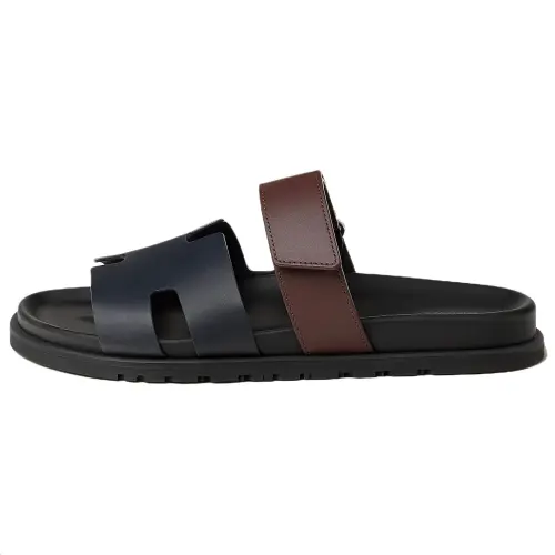 HERMES Chypre Slide Slippers Men's Marine Blue