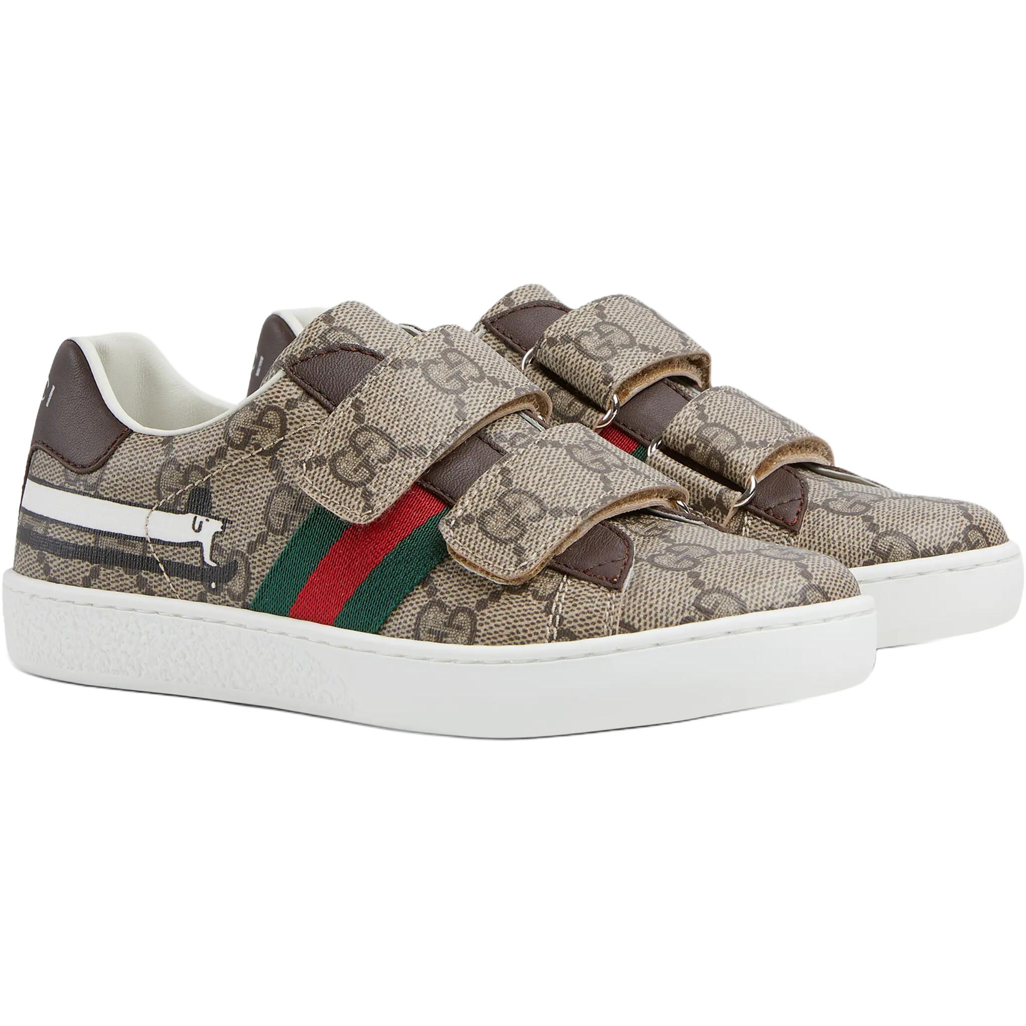Детские кроссовки Gucci ACE (коричневые) — фото 3