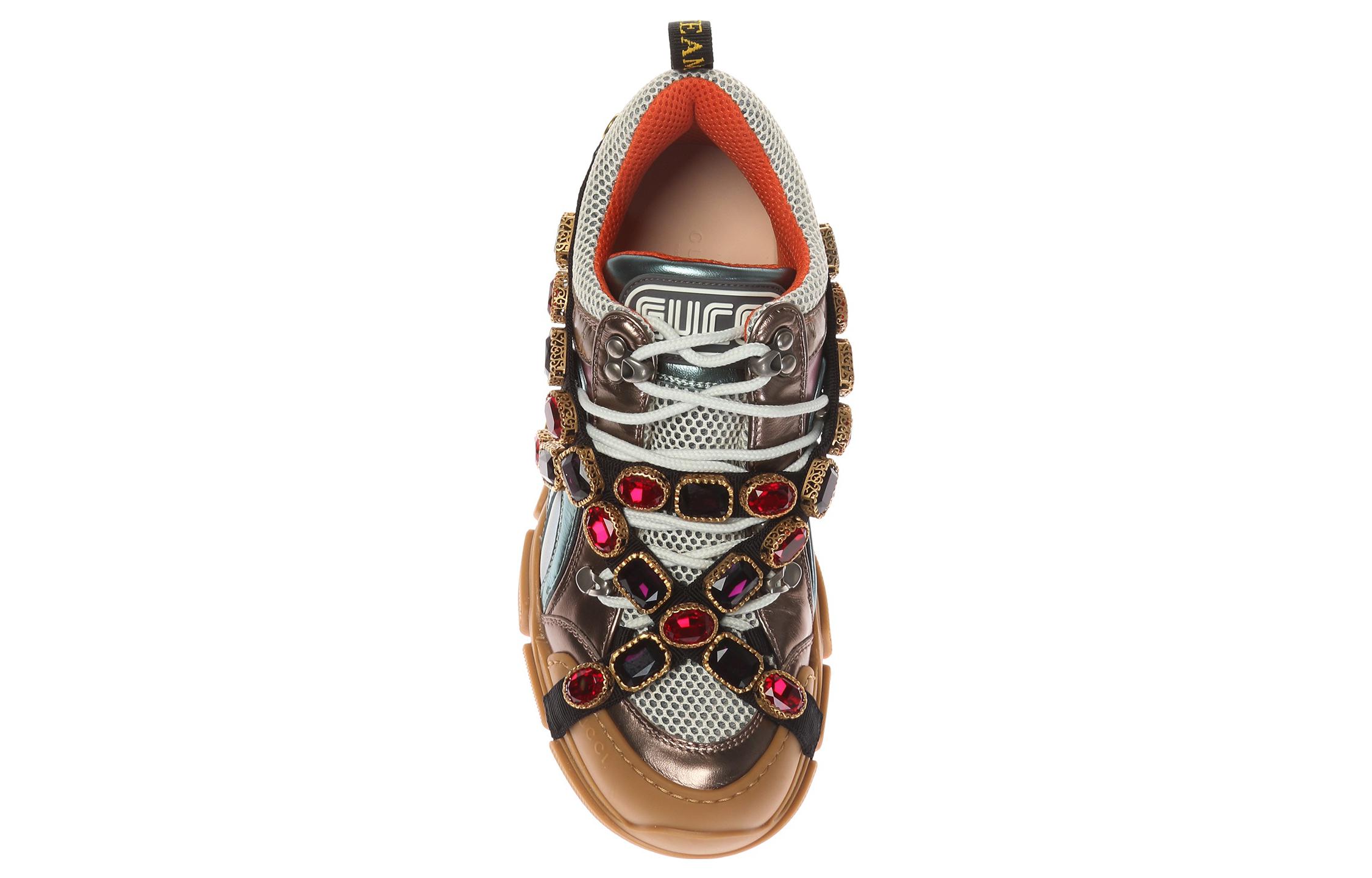 Женские кроссовки Gucci Flashtrek (коричневые) — фото 5