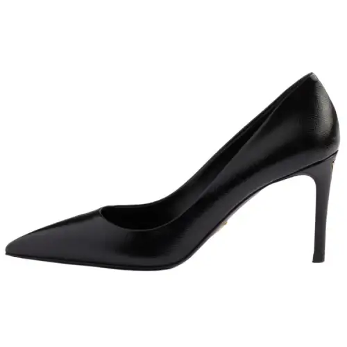 PRADA Saffiano Leather Slim Heel High Heels 8.5cm Women's Black