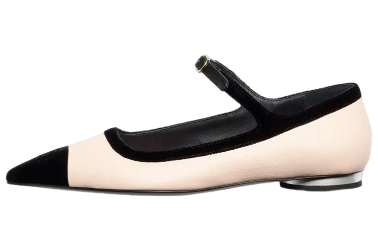 CHANEL Chanel Leather Low-top Pointed Toe Women's Casual Shoes Women's Light Beige