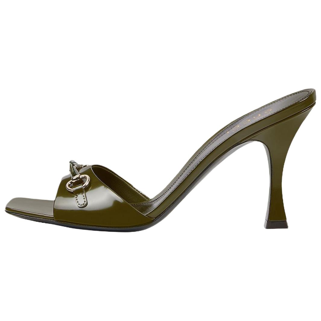 GUCCI Horsebit Slide Slippers 8.3cm Women's Green
