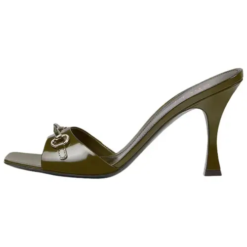 GUCCI Horsebit Slide Slippers 8.3cm Women's Green