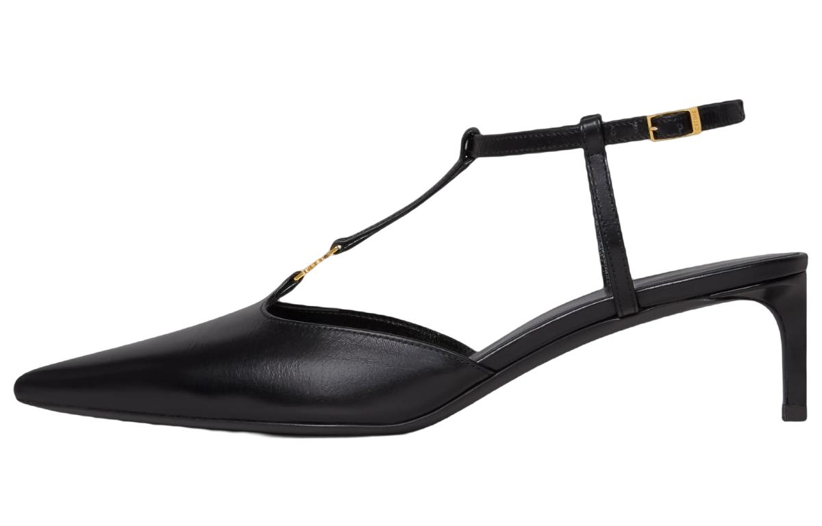 CELINE Cow Leather Slim Heel High Heels Women's Black