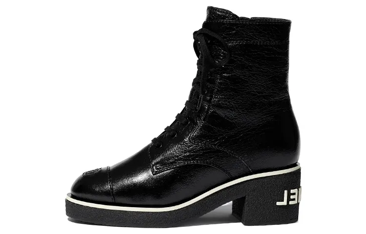 CHANEL Sheepskin Ankle Boots 4.5cm Women's Black