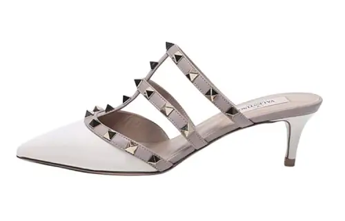 Valentino Rockstud Quiet Closed Toe Slippers Women's Light Ivory