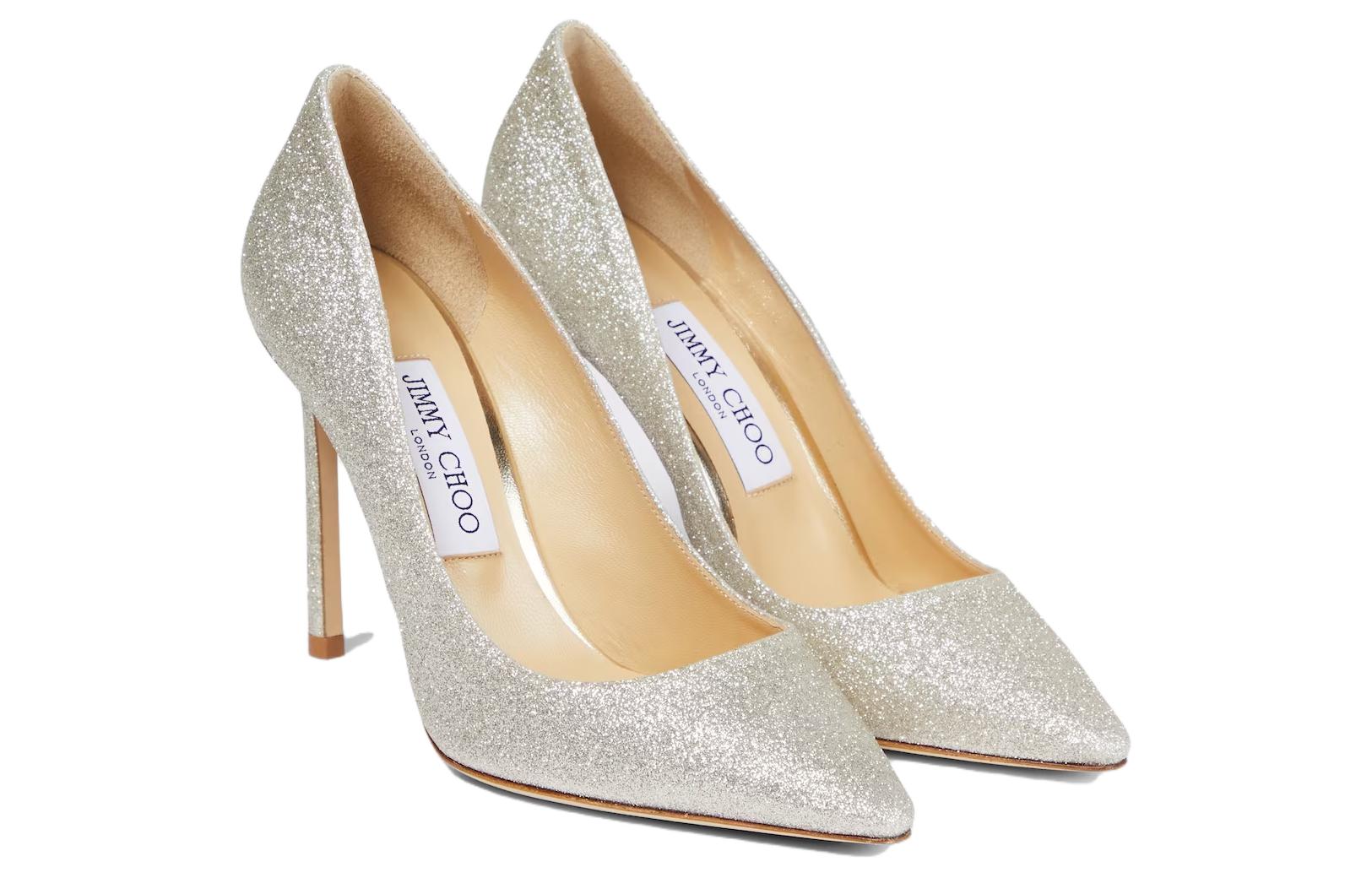Jimmy Choo Romy Slim Heel High Heels Women's White Gold