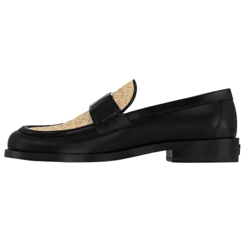 LOUIS VUITTON Scala Calfskin Casual Shoes Men's Black & Beige
