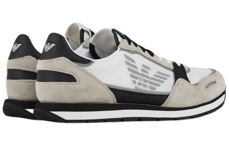 EMPORIO ARMANI Textile, Leather Low top Casual Shoes Men's Ecru