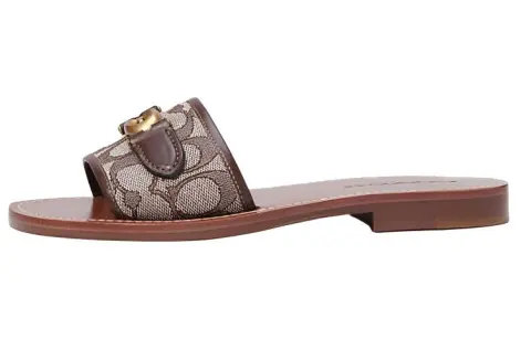 COACH Flat Slide Slippers Women's Dark Coffee
