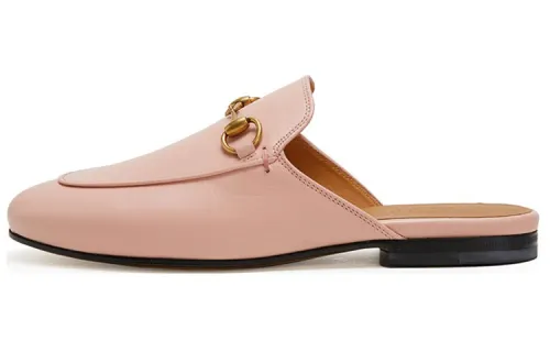 GUCCI Leather Closed Toe Slippers Women's Pink