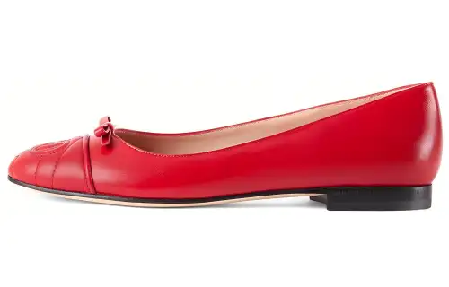 GUCCI Double G Leather Comfortable Casual Shoes Women's Red