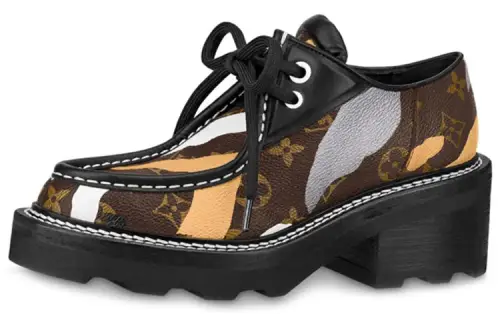 LOUIS VUITTON Beaubourg High Heels Women's Black/Brown/White