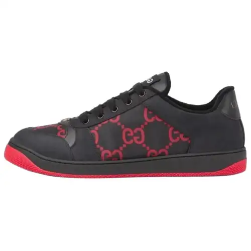 GUCCI GG Low top Skateboard Shoes Men's Black Red