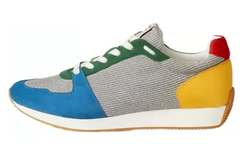 HERMES Escape Fabric Low top Casual Shoes Men's Gray Blue Yellow