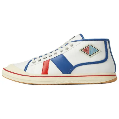 Bottega Veneta Eliot Mid top Canvas Shoes Men's Blue