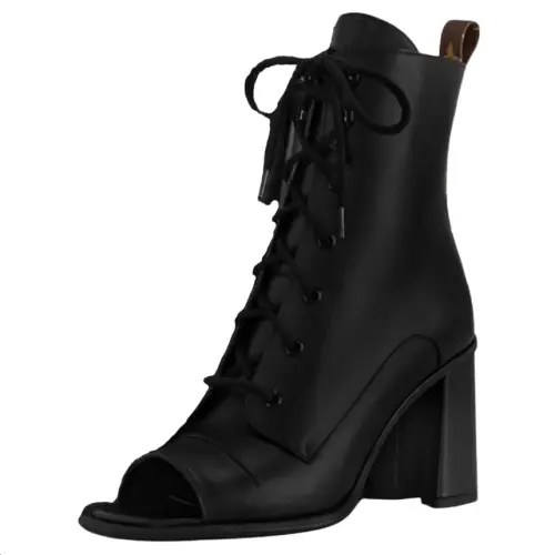LOUIS VUITTON Berlin Cow Leather Ankle Boots 8.5cm Women's Black