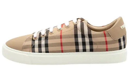 Burberry Bio based Sole Vintage Check And Leather Sneakers Archive Beige Women's