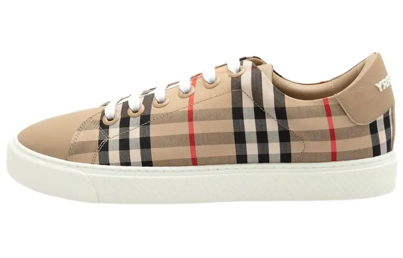 Burberry Bio based Sole Vintage Check And Leather Sneakers Archive Beige Women's