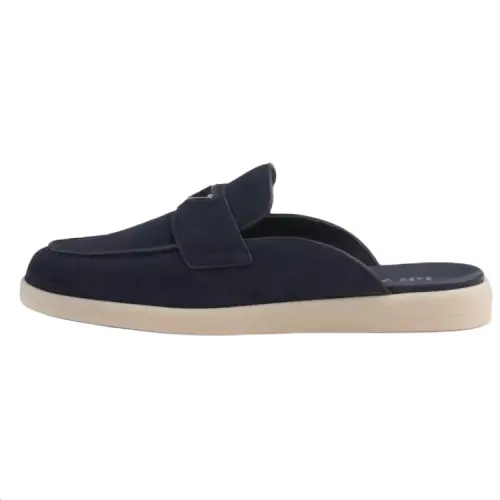 PRADA Triangle-logo Backless Suede Loafers