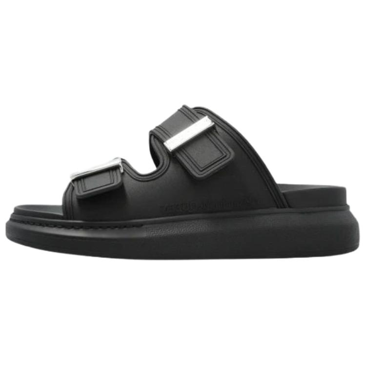 Женские сабо Alexander McQueen Hybrid (черно-серебряные)