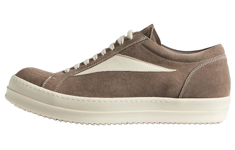 RICK OWENS Vintage Sneaks Velour Suede Dust Grey Milk White
