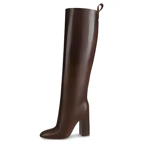 LOUIS VUITTON Donna Leather Knee High Boots 9.5cm Women's Dark Brown