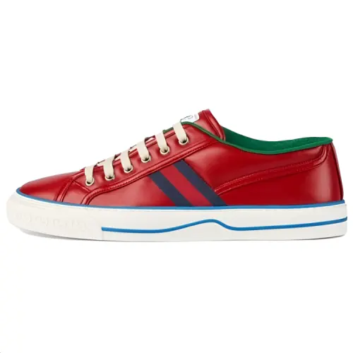 GUCCI Tennis 1977 Leather Low top Skateboard Shoes Men's Red