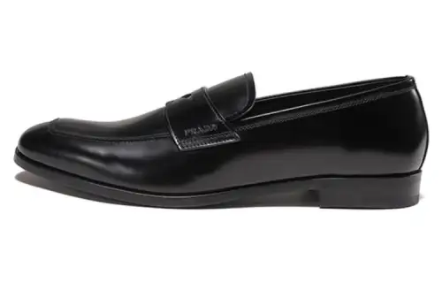 PRADA Brushed Leather Loafers 'Black'