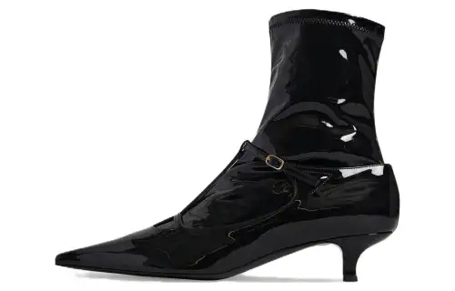 THE ROW Patent Leather Ankle Boots Women's Black