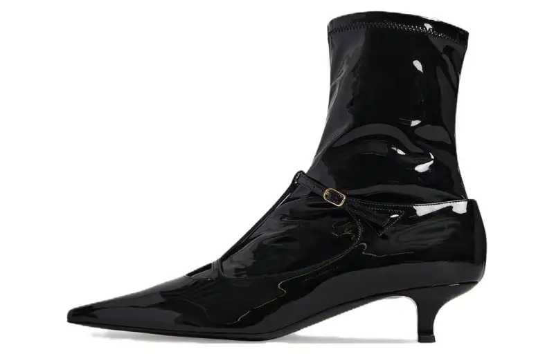 THE ROW Patent Leather Ankle Boots Women's Black