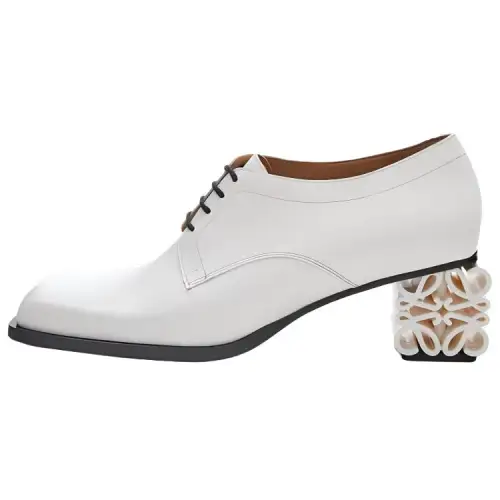 LOEWE Anagram Cow Leather Irregular Heel High Heels 6cm Women's White