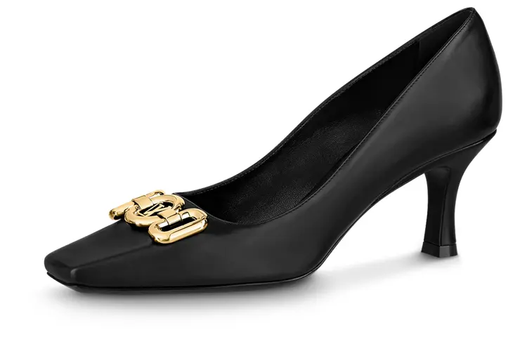 LOUIS VUITTON Rotary Leather Slim Heel High Heels 6.5cm Women's Black