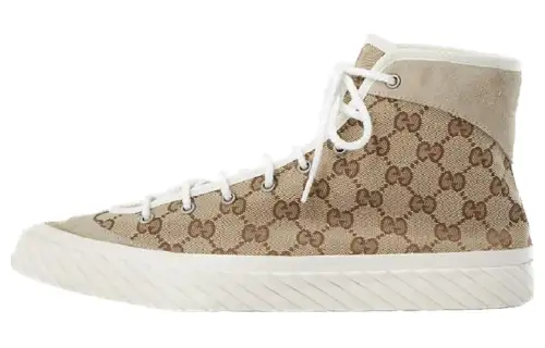 GUCCI Stylish Skateboarding Shoes Men's Beige Brown Distressed