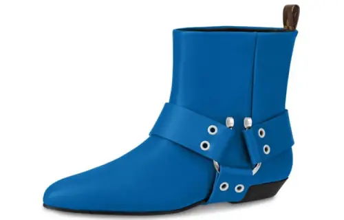 LOUIS VUITTON Rhapsody Calfskin Ankle Length Boots Women's Blue