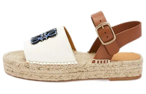 LOEWE Leather One Strap Sandals Women's White Blue