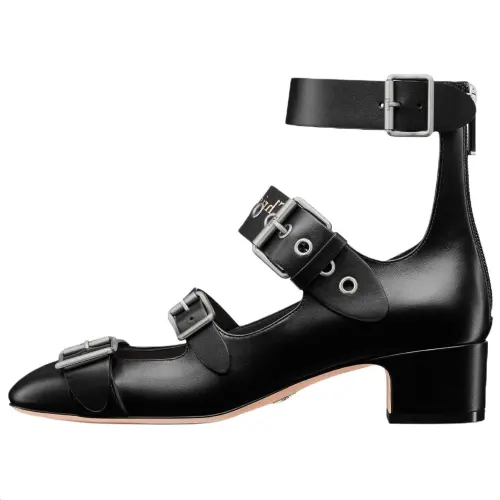 DIOR Punk Chunky Heel Mary Jane Shoes 4cm Women's Black