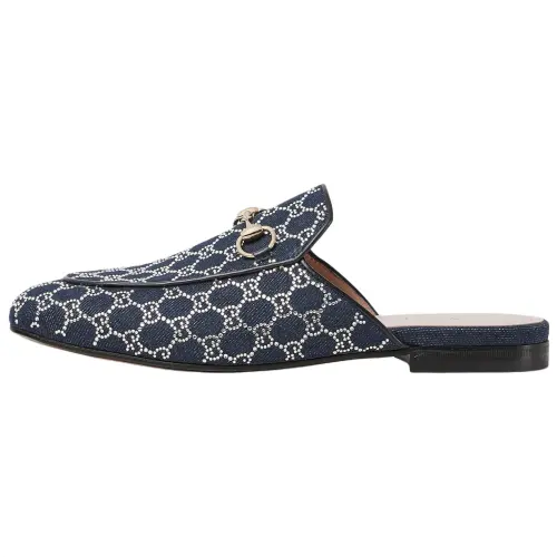 GUCCI Closed Toe Slippers 1cm Women's Dark Blue