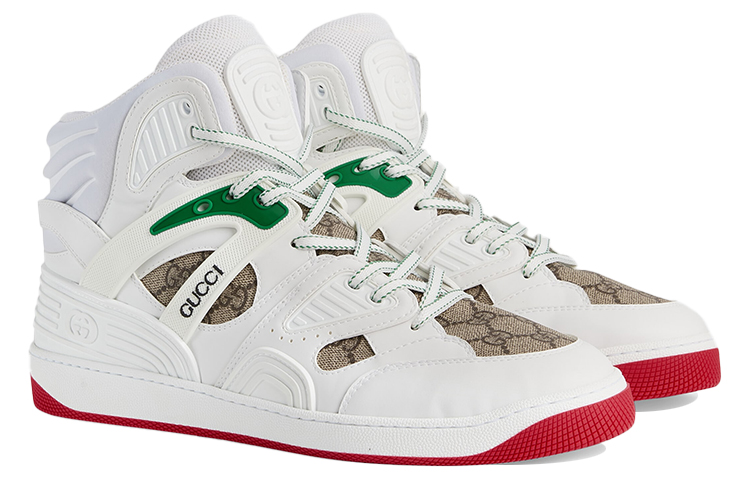 GUCCI Basket High Shoes White Demetra Red