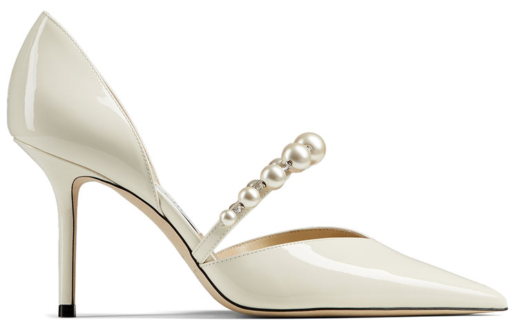 Jimmy Choo Aurelie Patent Leather Slim Heel High Heels 8.5cm Women's Ivory