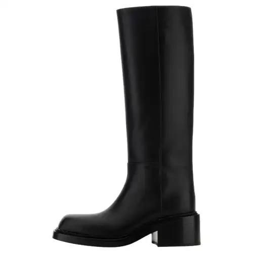 PRADA Leather Knee high Boots 6CM Women's Black